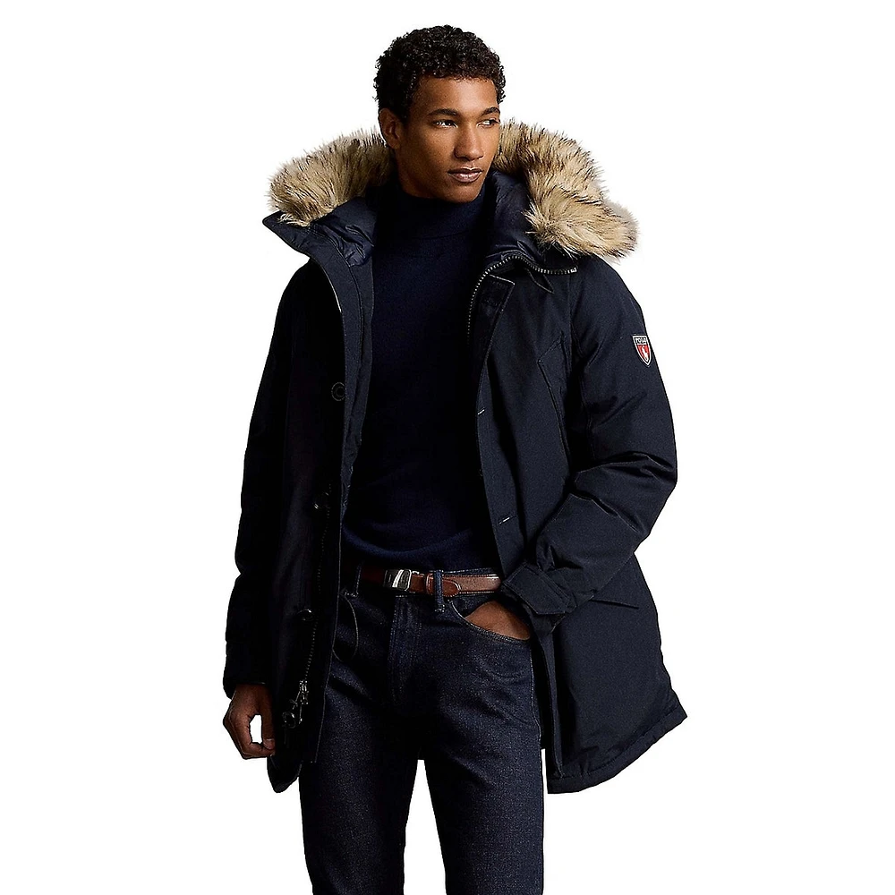 Faux-Fur-Trim Down Hooded Coat