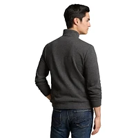 Mockneck Quarter-Zip Double-Knit Jacquard Pullover