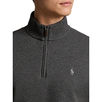 Mockneck Quarter-Zip Double-Knit Jacquard Pullover