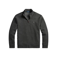 Mockneck Quarter-Zip Double-Knit Jacquard Pullover