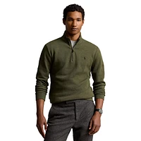 Mockneck Quarter-Zip Double-Knit Jacquard Pullover