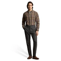 Classic-Fit Plaid Brushed Flannel Shirt