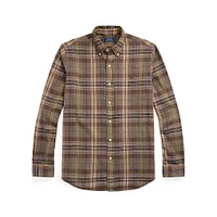 Classic-Fit Plaid Brushed Flannel Shirt