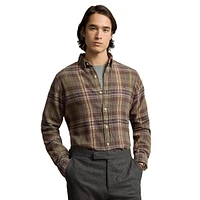 Classic-Fit Plaid Brushed Flannel Shirt