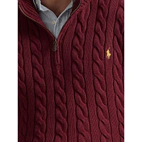 Big & Tall Cable-Knit Cotton Quarter-Zip Sweater