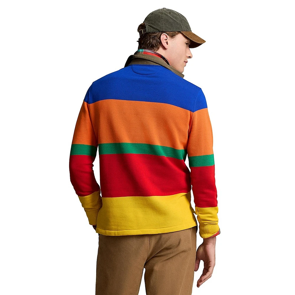 Classic-Fit Striped Fleece Rugby Shirt