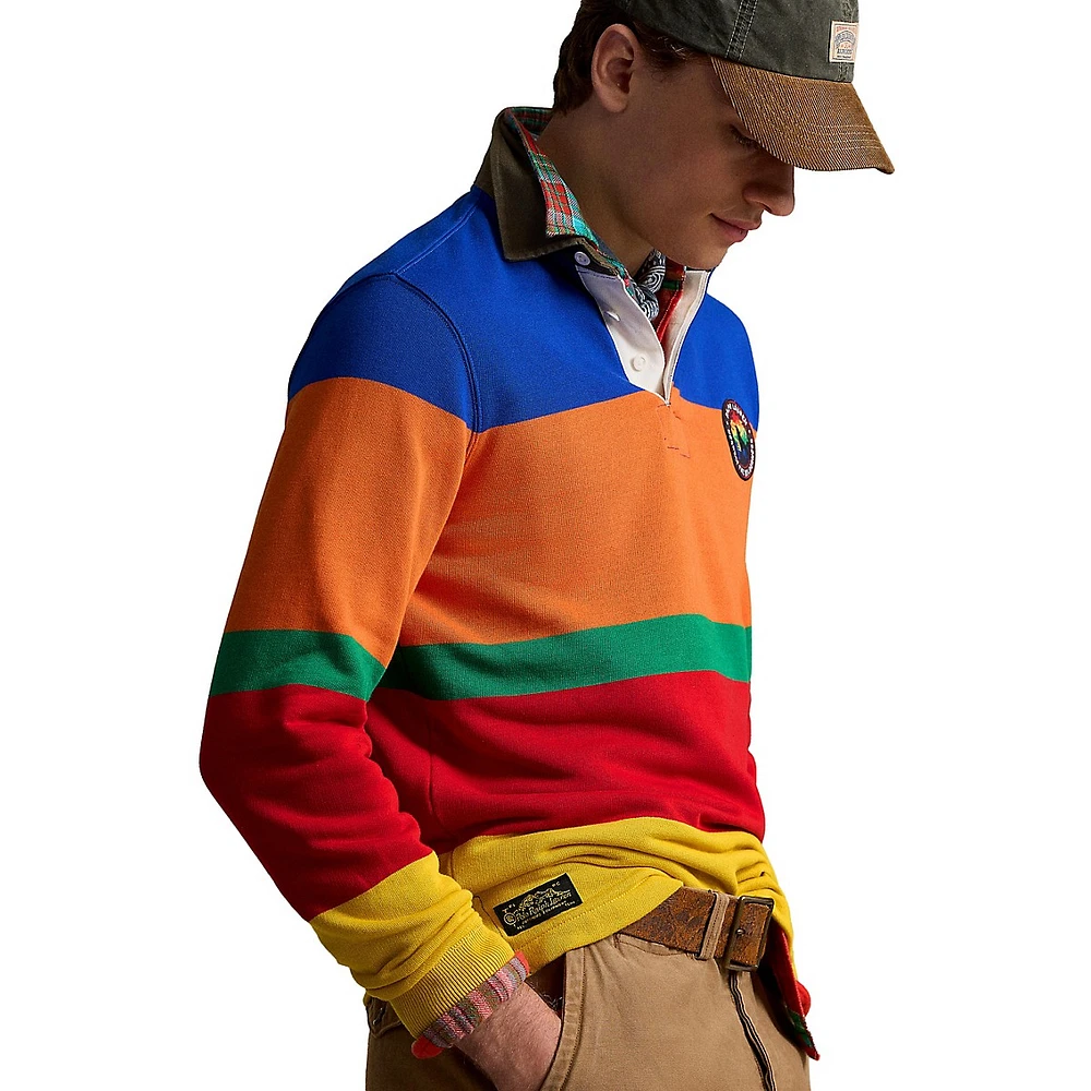 Classic-Fit Striped Fleece Rugby Shirt