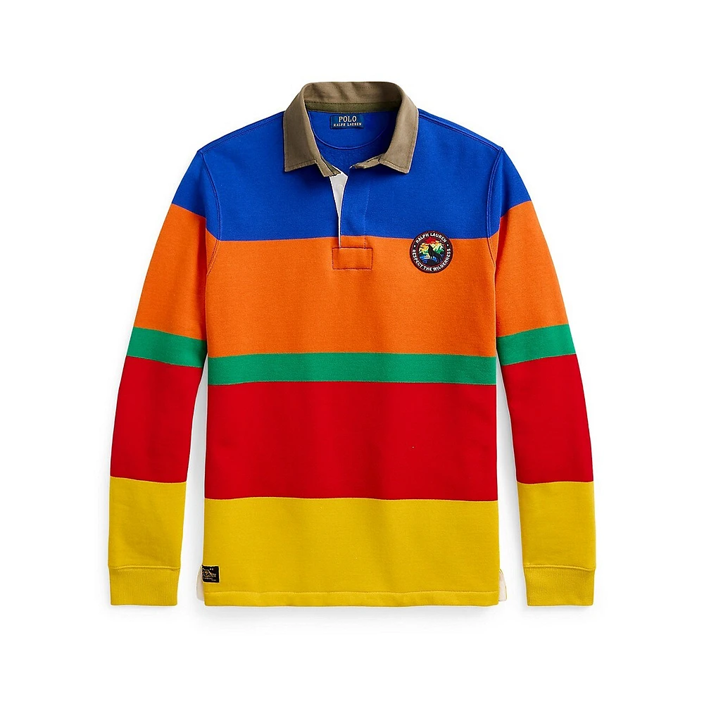 Classic-Fit Striped Fleece Rugby Shirt