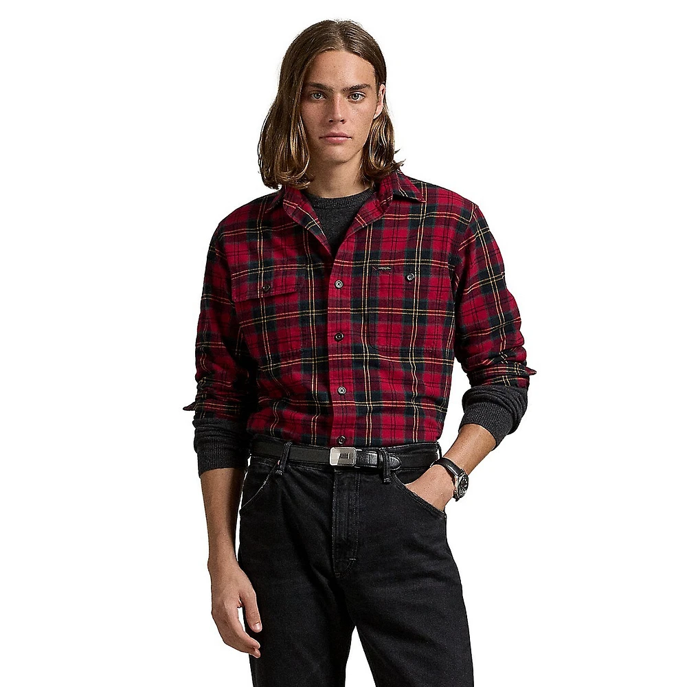 Classic-Fit Plaid Brushed Oxford Workshirt