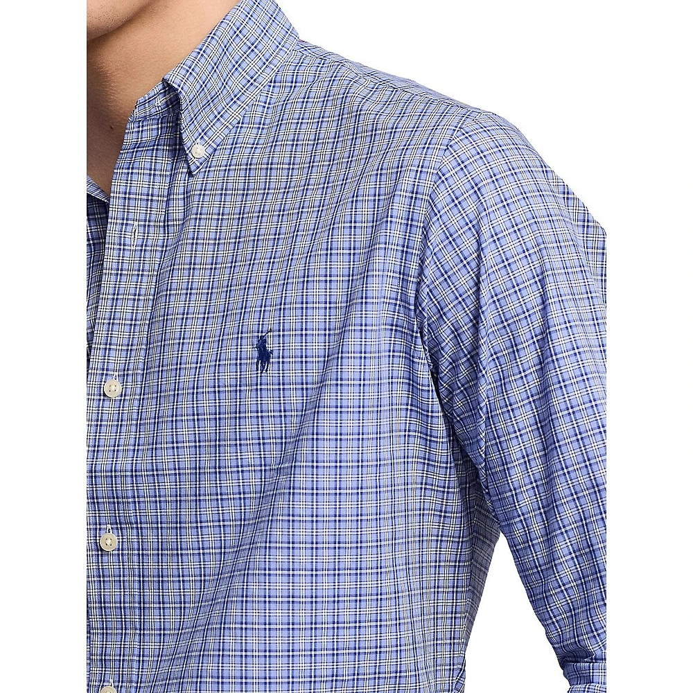 Classic-Fit Bi-Stretch Poplin Plaid Shirt