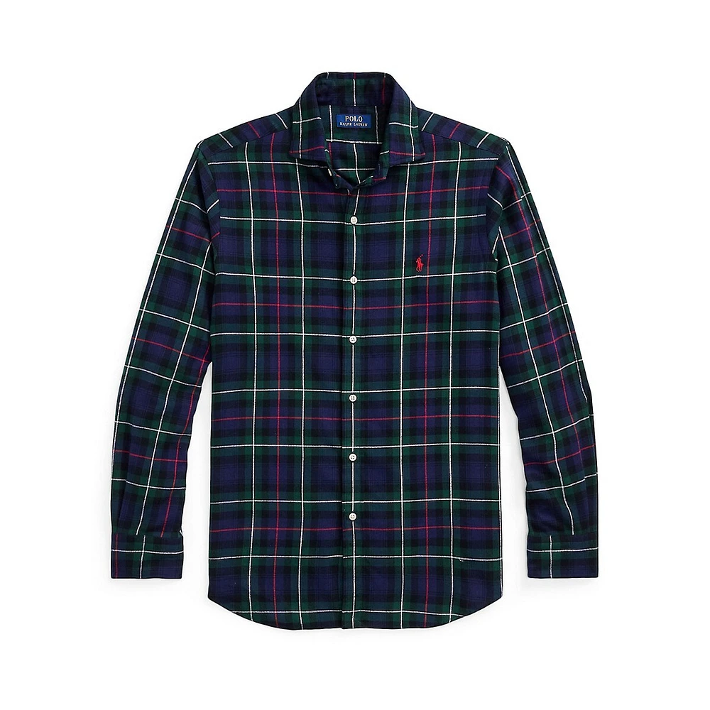 Classic-Fit Plaid Sanded-Twill Shirt