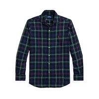 Classic-Fit Plaid Sanded-Twill Shirt