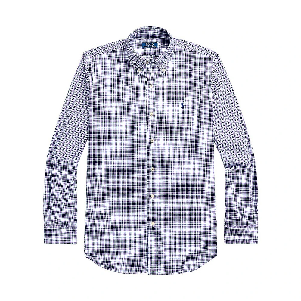 Classic-Fit Sanded Twill Plaid Shirt