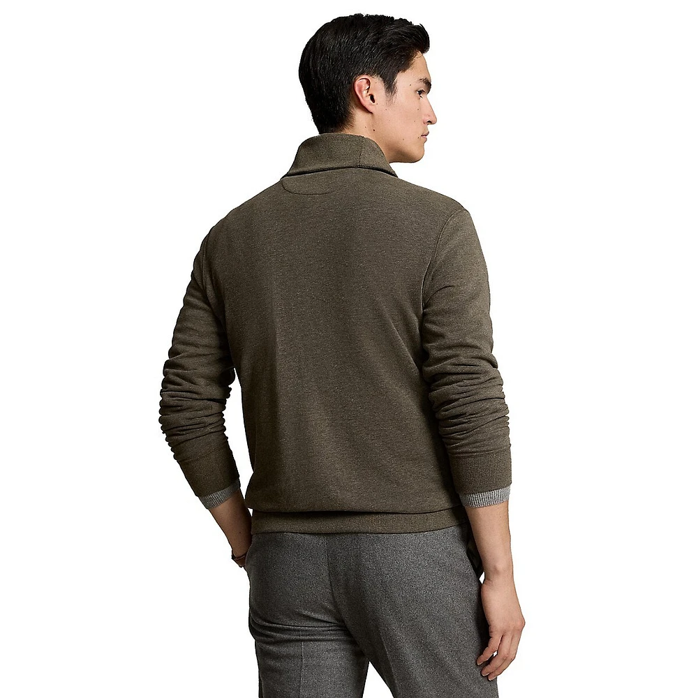 Shawl-Collar Double-Knit Jersey Pullover