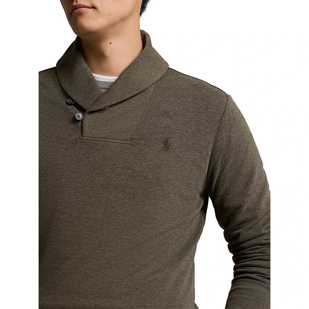 Shawl-Collar Double-Knit Jersey Pullover