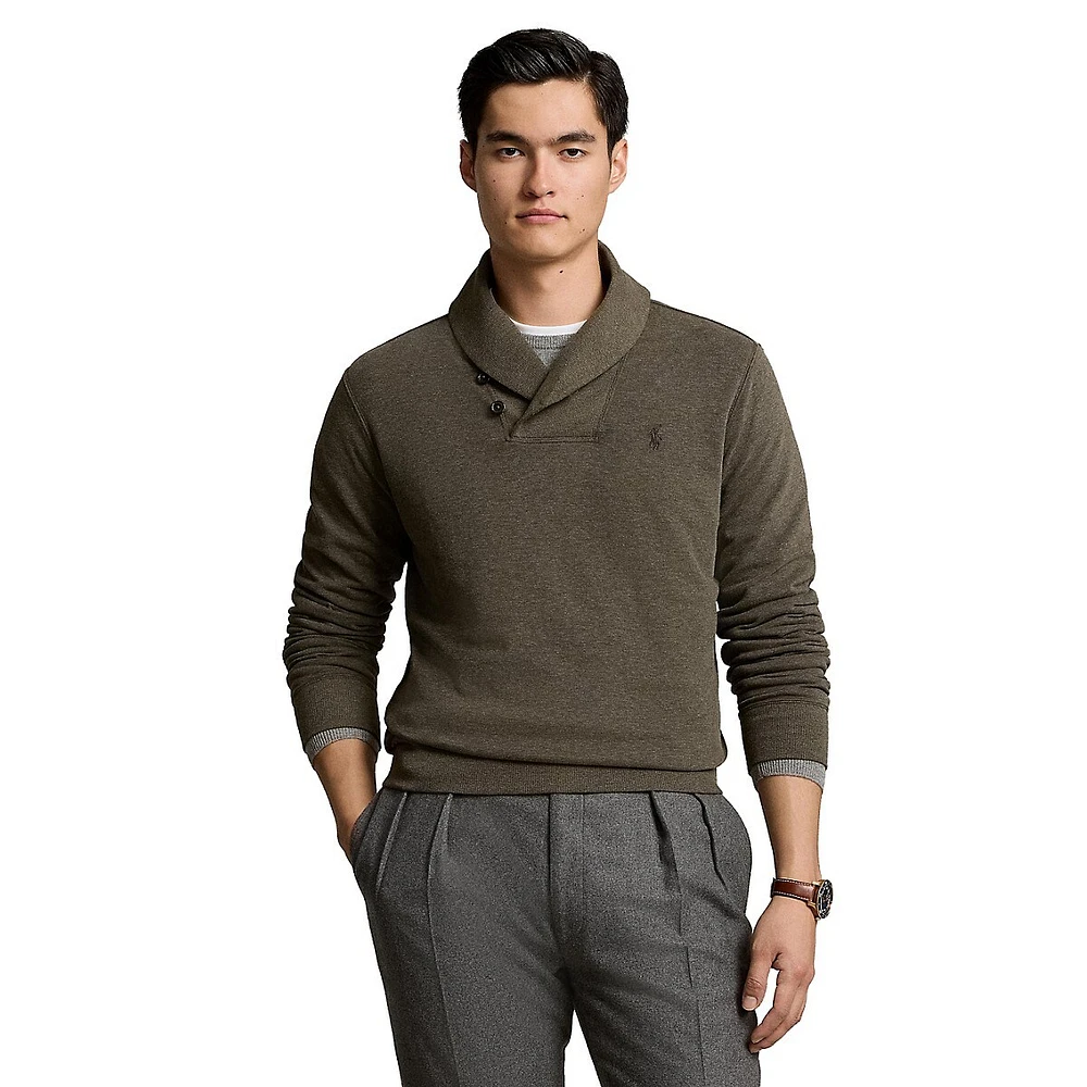 Shawl-Collar Double-Knit Jersey Pullover