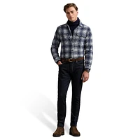 Classic-Fit Plaid Knit Flannel Workshirt