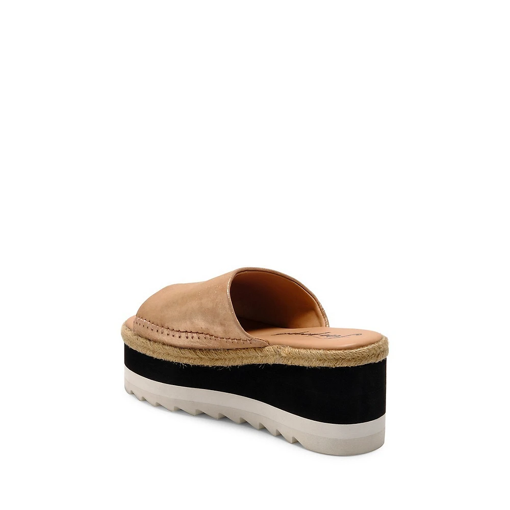 Santorini Leather Esapdrille Platform Slide Sandals