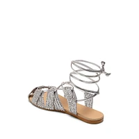 Sunny Gilly Metallic Leather Gladiator Lace-Up Sandal Flats