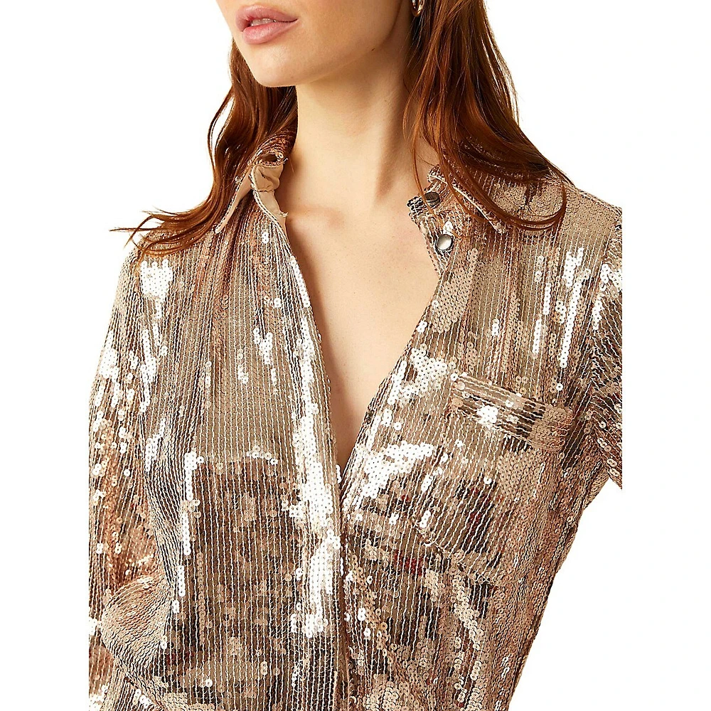 Robe chemisier courte à paillettes Sophie