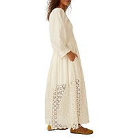 Perfect Storm Smocked Eyelet Midi Dress