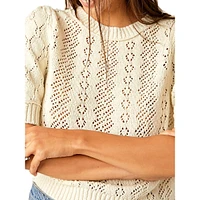 Eloise Pointelle Short-Sleeve Sweater