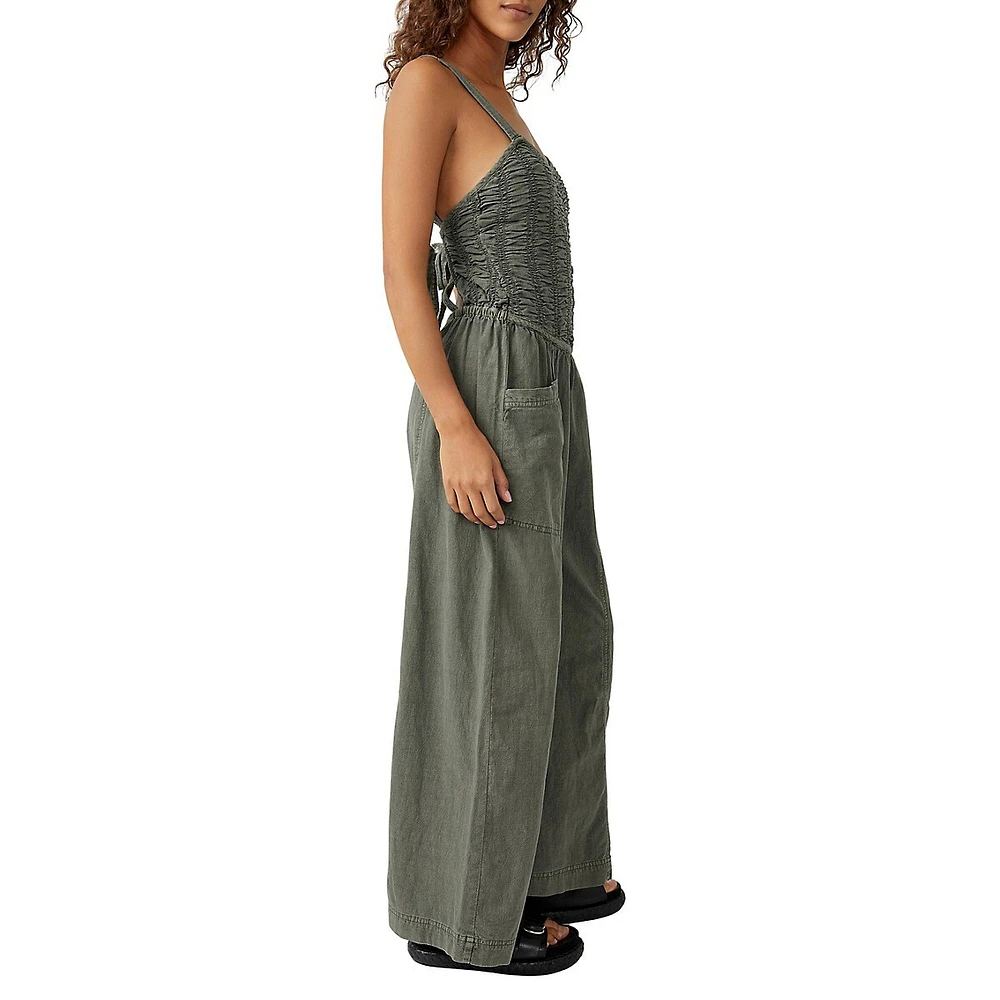 Forever Always Ruched-Bodice Jumpsuit