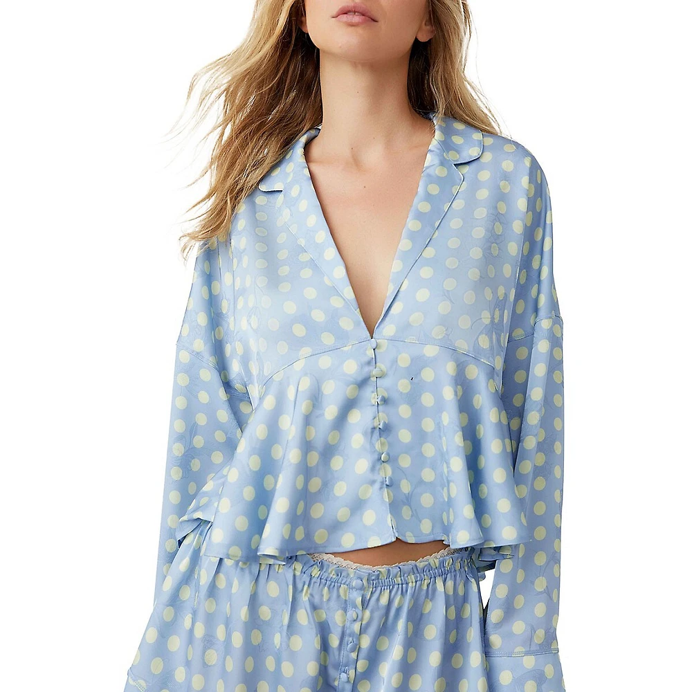 Beauty Sleep 2-Piece Printed Peplum Top & Shorts Pyjama Set