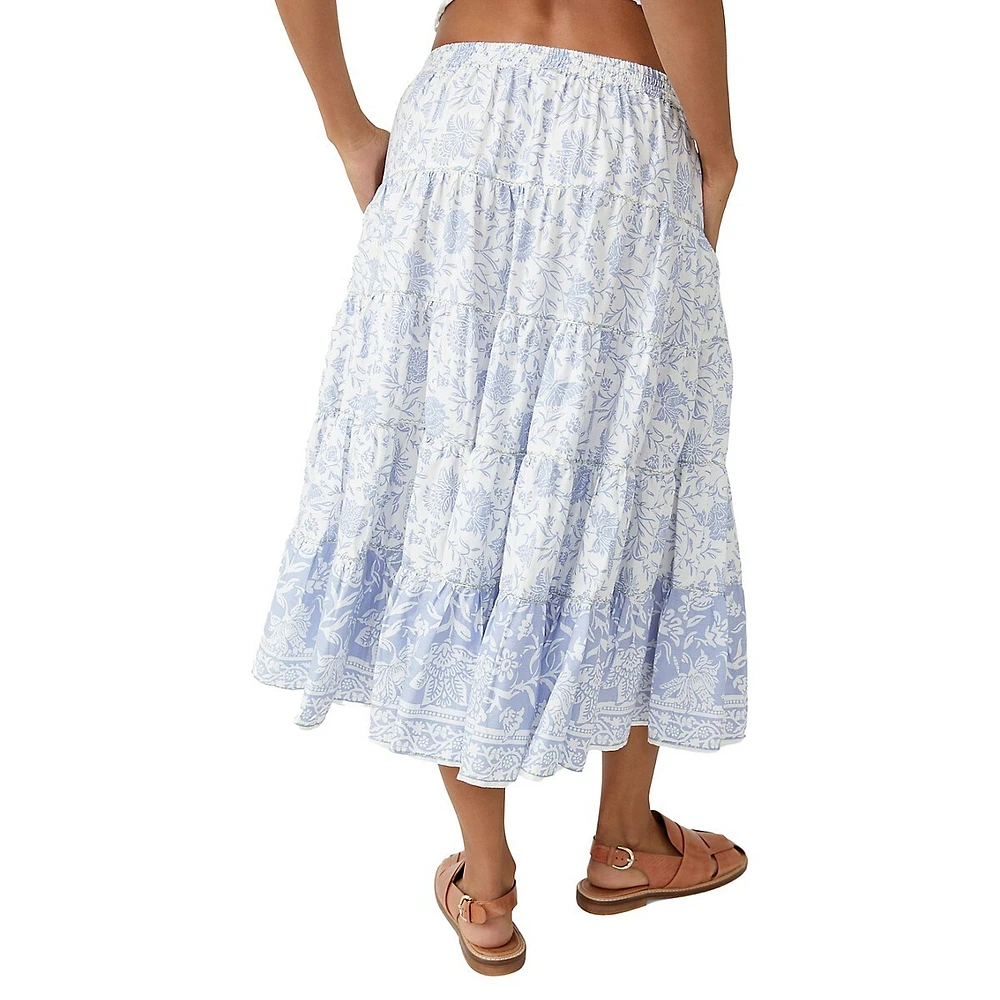 Full Swing Floral Midi Skirt