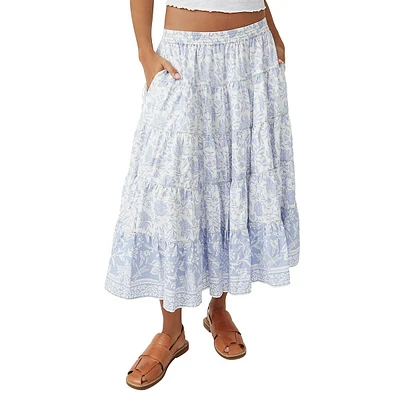 Full Swing Floral Midi Skirt