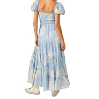 Sundrenched Short-Sleeve Floral Maxi Dress