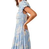 Sundrenched Short-Sleeve Floral Maxi Dress