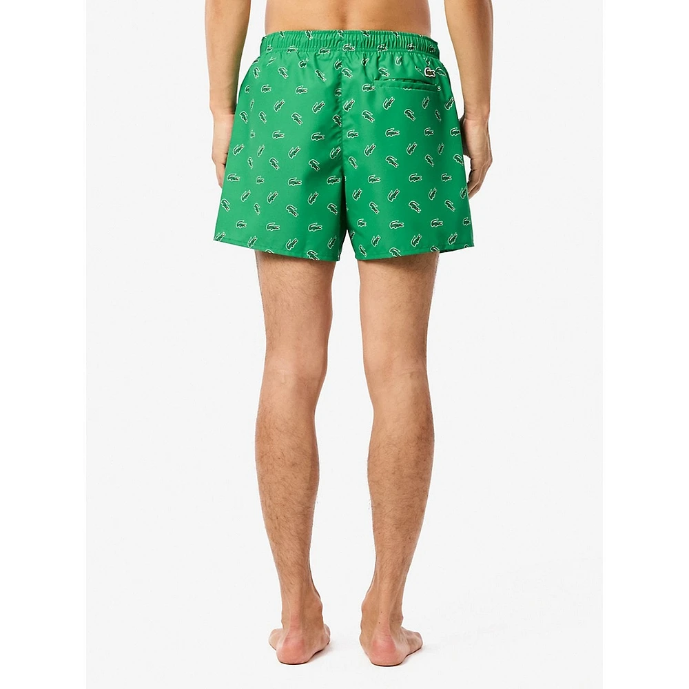 Crocodile-Print Swim Trunks