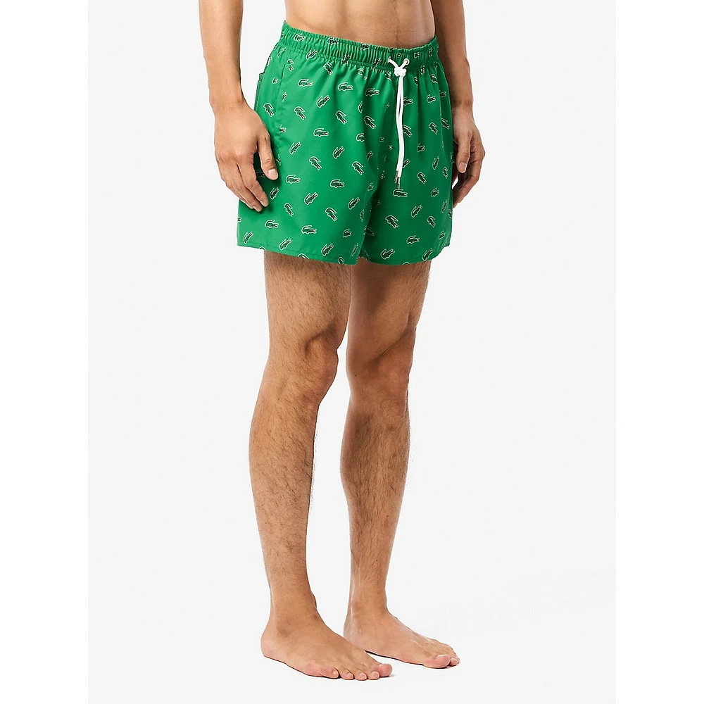 Crocodile-Print Swim Trunks