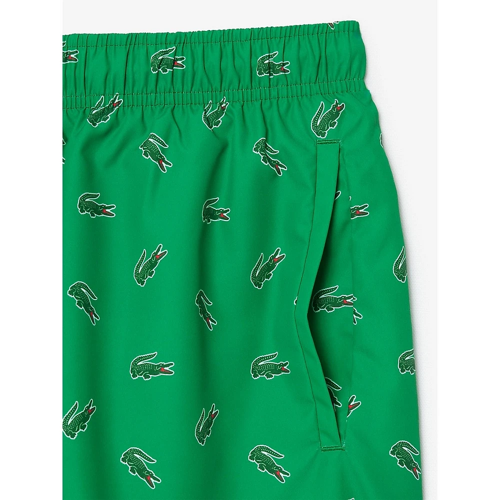 Crocodile-Print Swim Trunks