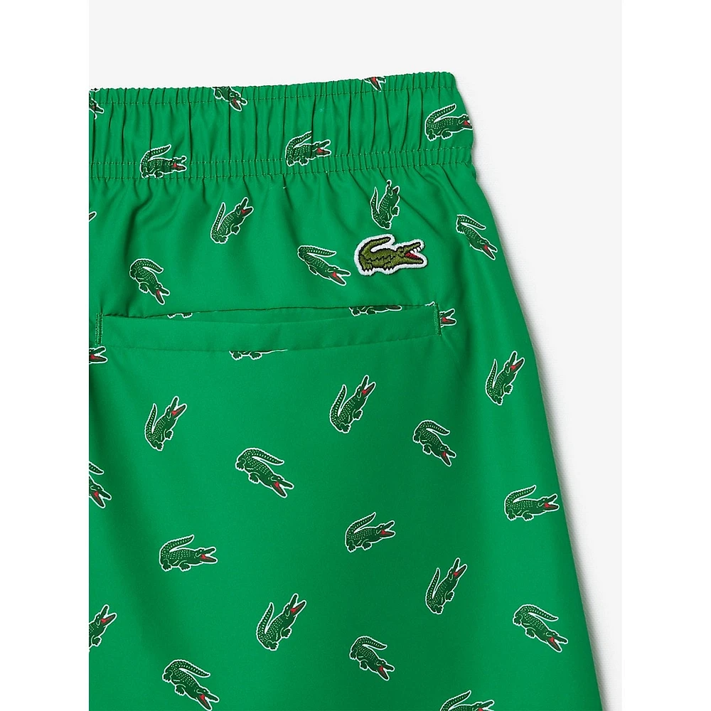 Crocodile-Print Swim Trunks