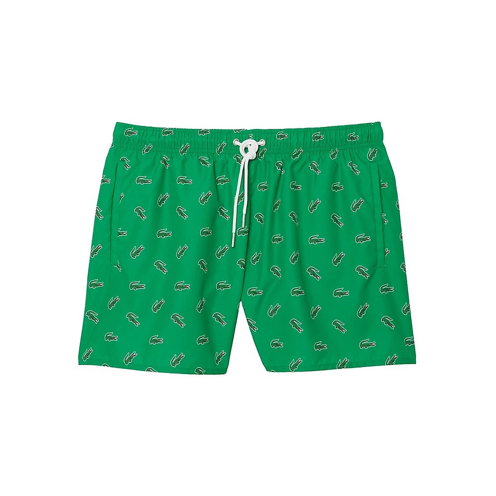 Crocodile-Print Swim Trunks