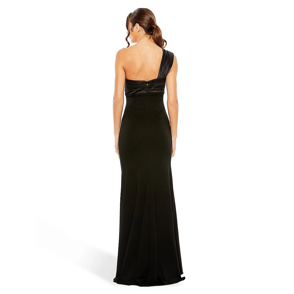 One-Shoulder Knotted-Bustier Trumpet Gown