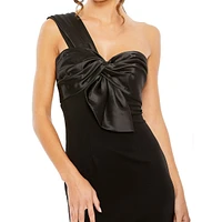 One-Shoulder Knotted-Bustier Trumpet Gown