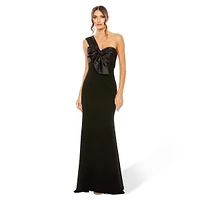 One-Shoulder Knotted-Bustier Trumpet Gown