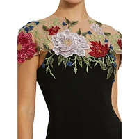 Floral Embellished Jersey Fitted Gown