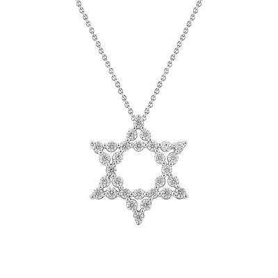 14K White Gold & 1.0 CT. T.W. Lab-Grown Diamond Star Pendant Necklace