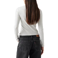 Effortless Slim-Fit Mockneck Long-Sleeve Top