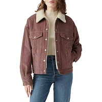 90s Corduroy & Faux Shearling Trucker Jacket