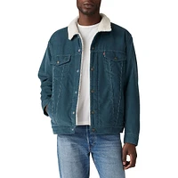 Relaxed-Fit Teddy-Lined Denim Trucker Jacket