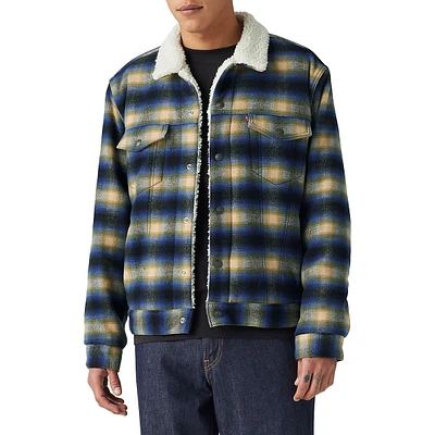 Type III Plaid & Faux Shearling Trucker Jacket