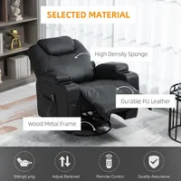 Massage Recliner Chair With Vibration Remote Control Pocket