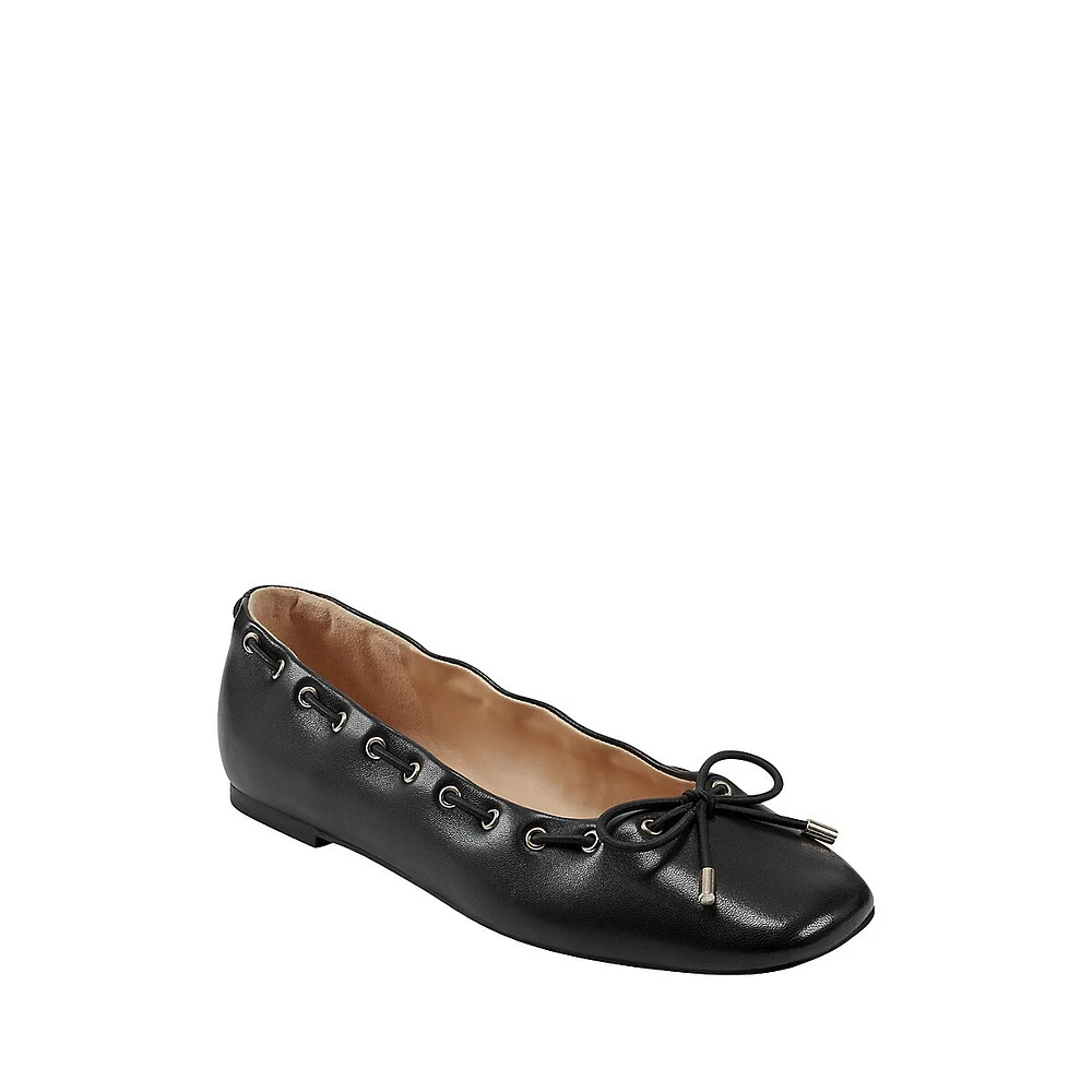 Letizia Leather Lace-Up Ballet Flats