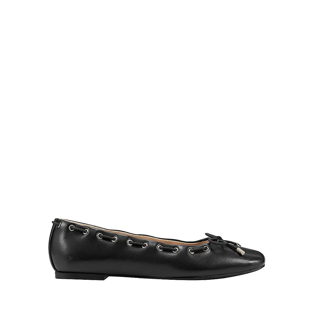 Letizia Leather Lace-Up Ballet Flats