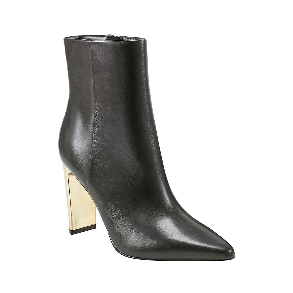 Talyna Leather & Goldtone-Heel Ankle Boots